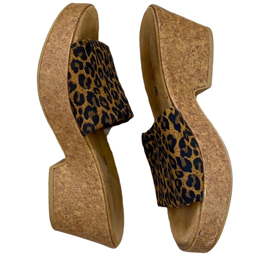 American Eagle Cheetah Stretch Cork Slip On Sandal